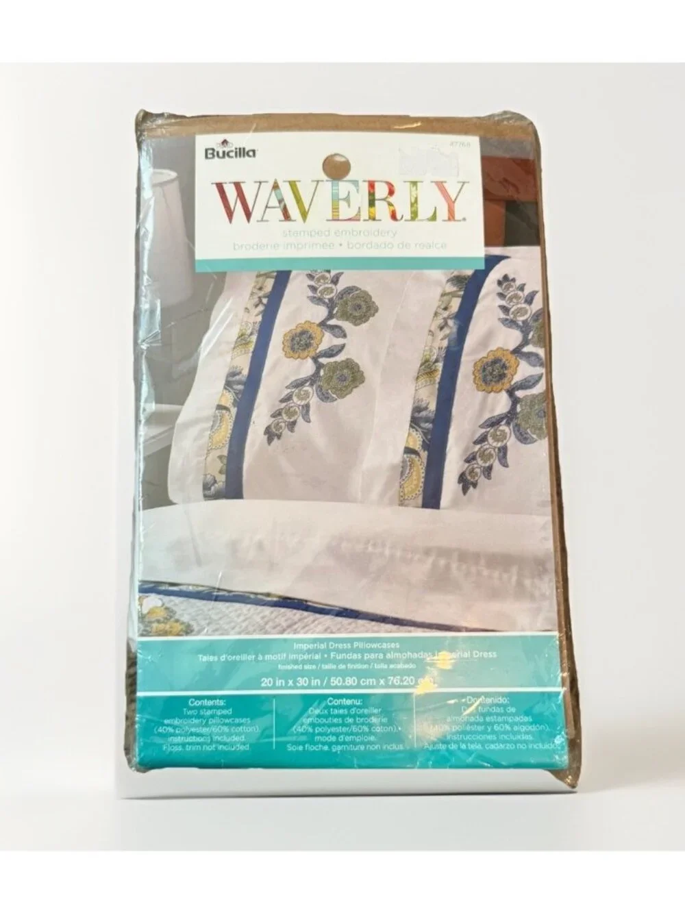 BUCILLA Waverly Imperial Dress 2ct Pillow Case Embroidery Kit Cottagecore Granny